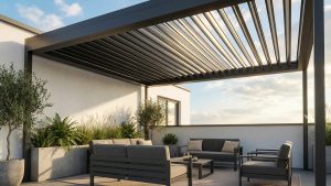 Motorlu pergola sistemləri ilə müasir açıq hava məkanı
