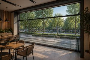 Kommersiya Layihələri Üçün Motorlu Giyotin Cambalkon Sistemi