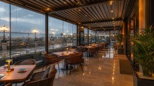 Mükəmməl restoran üçün pergola və giyotin kombinasiyası