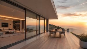 Lüks villa terasında quraşdırılmış panoramik HBŞB sistemi