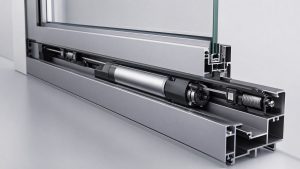 Avtomatik giyotin şüşə pəncərələrini hərəkətə gətirən Somfy motor mexanizmi